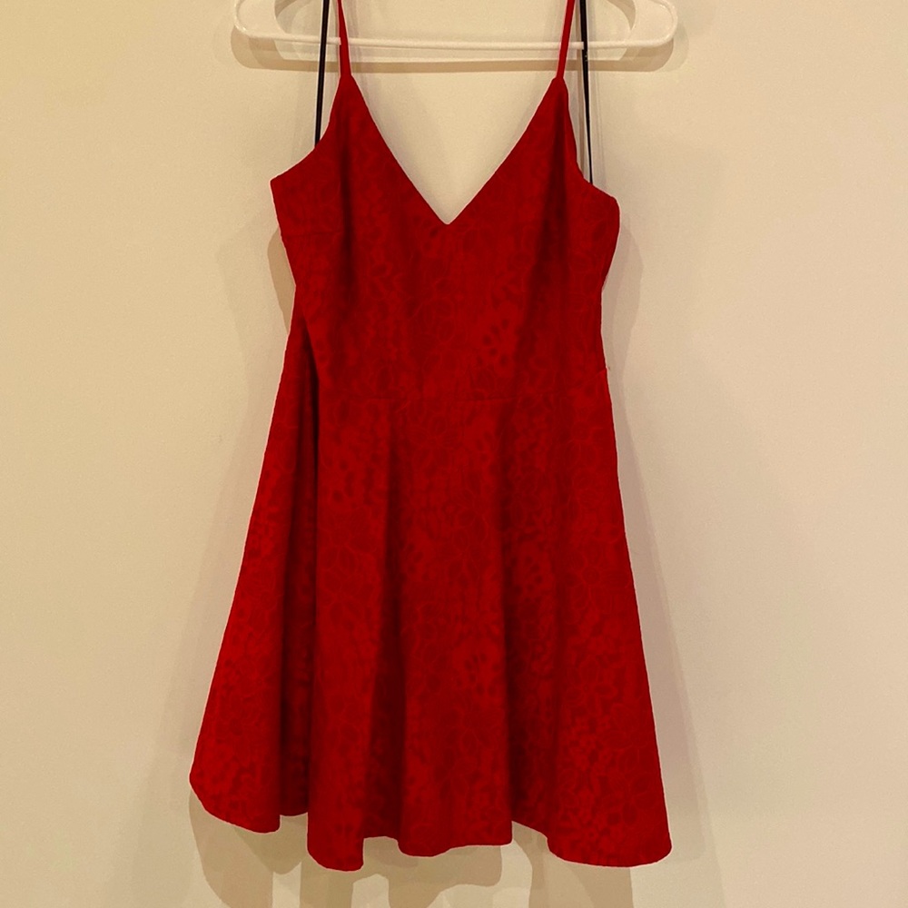 Red Lace Skater Dress M